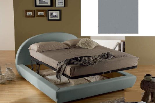 Dafne Italian Design Letto matrimoniale contenitore, similpelle, grigio - 194x230xH114 cm - per materasso 160x200-100% Made in Italy