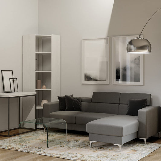 Dafne Italian Design Libreria Composizione Kato Angolo A Bianco Frassino 6 Ripiani 2 fianchi + 2 fasce retro