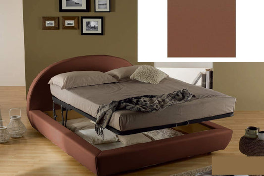 Dafne Italian Design Letto matrimoniale contenitore, similpelle lavabile, colore marrone - Dimensioni: Larghezza 194 x 230 x H 114 cm - per materasso 160 x 200. - 100% Made in Italy (SFI)