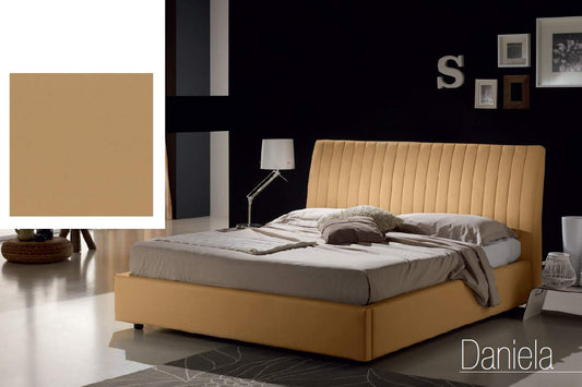 Dafne Italian Design Letto matrimoniale contenitore, similpelle lavabile, colore marrone chiaro - 178x228x110 cm - per materasso 160x200. - 100% Made in Italy