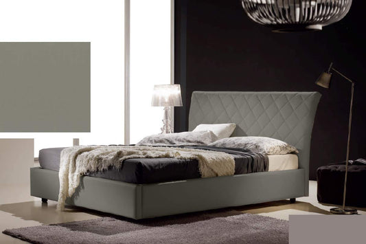 Dafne Italian Design Letto matrimoniale contenitore, similpelle lavabile, trapuntato, colore grigio - Dimensioni: Larghezza 178 x 218 x H 110 cm - per materasso 160 x 190. - 100% Made in Italy (SFI)