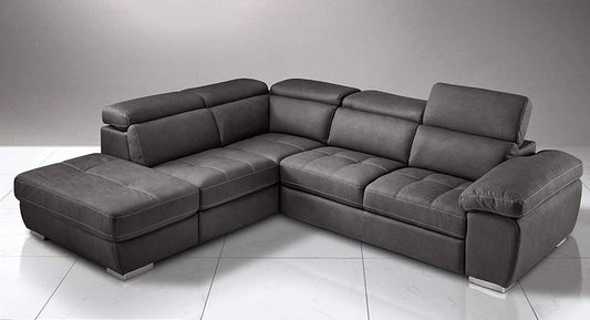 Dafne Italian Design Divano Letto angolare 3 posti con penisola a Sinistra. Similpelle Effetto Nabuk Nero (cm. 285 x 245 x 97h)