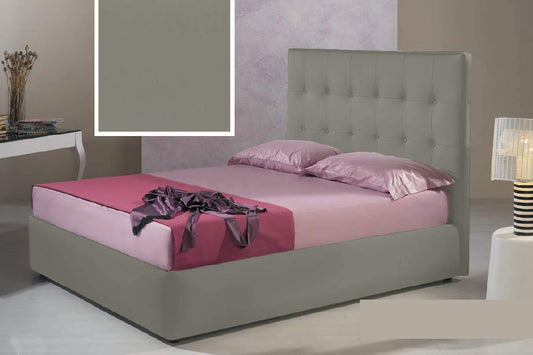 Letto matrimoniale contenitore, similpelle, colore grigio - 176 x210x H 140 cm - per materasso 160 x 190. - 100% Made in Italy (SFI)