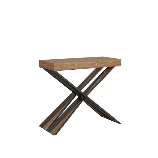 Dafne Italian Design Consolle allungabile Diago Small Abete Tinto Telaio Antracite