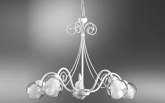 Dafne Italian Design Lampadario 5 luci bianco - Stile: Classico/Shabby - Compatibile con Lampadina Classe