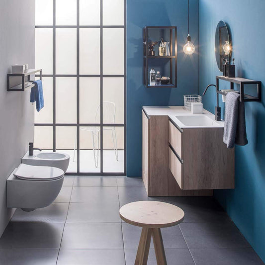 Dafne Italian Design Mobile da bagno con top in Ocritech effetto legno (cm. L72 x P48 x H55)