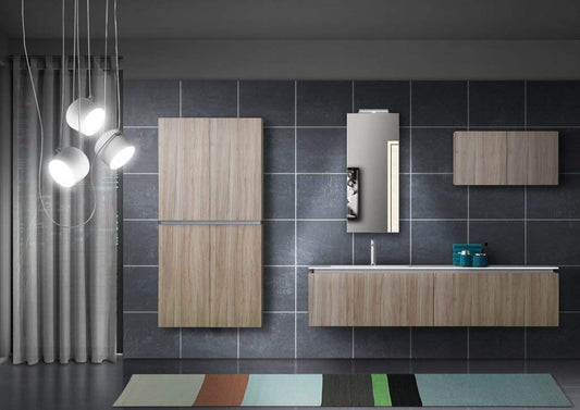 Dafne Italian Design Mobile da bagno stile moderno olmo nocciola, composizione completa