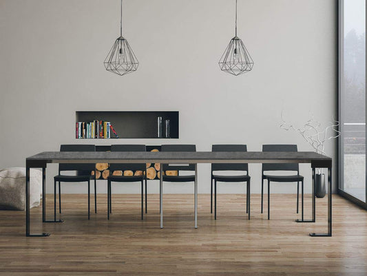 Dafne Italian Design Consolle allungabile Tecno Evolution Cemento Telaio Antracite