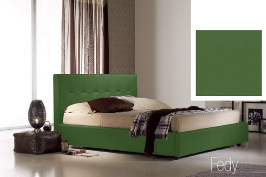 Dafne Italian Design Letto matrimoniale contenitore, similpelle lavabile, colore verde scuro - Dimensioni: Larghezza 176 x 210 x H 100 cm - per materasso 160 x 190. - 100% Made in Italy (SFI)
