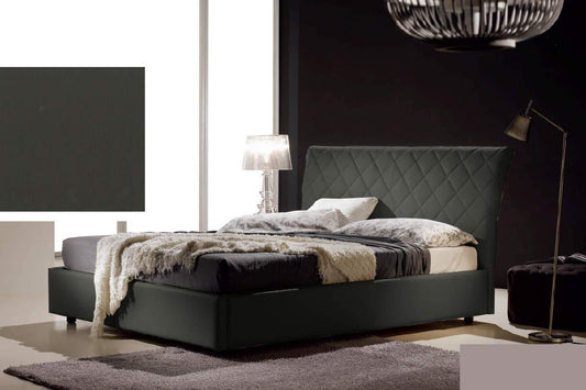 Dafne Italian Design Letto matrimoniale contenitore, similpelle, trapuntato, nero - 178x218x110 cm - per materasso 160x190-100% Made in Italy