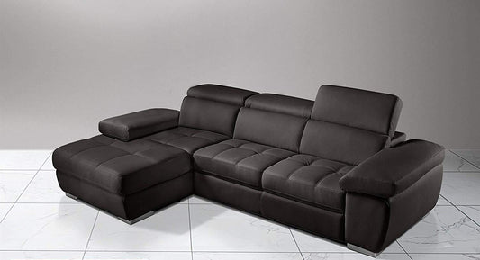 Dafne Italian Design Divano Letto angolare 3 posti con penisola a Sinistra. Similpelle Elephant (cm. 265 x 182 x 97h)