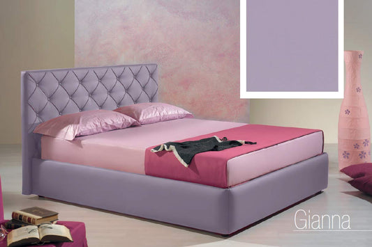 Dafne Italian Design Letto una piazza e mezza contenitore, similpelle, lavorazione capitonn?, glicine - 136x210 H100 cm - per materasso 120x190. - 100% Made in Italy