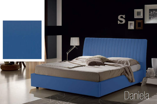 Dafne Italian Design Letto una piazza e mezza contenitore, similpelle, blu - 138x228xH110 cm - per materasso 120x200-100% Made in Italy