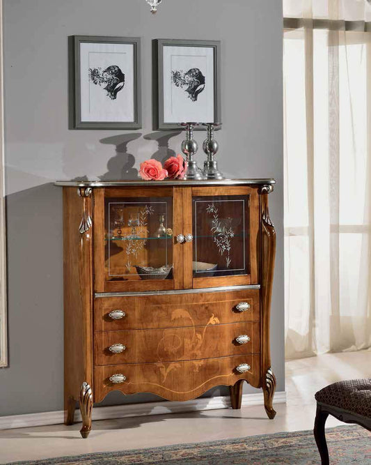 Dafne Italian Design Vetrinetta Stile Classico Noce (cm. L. 107 - P. 40 - H. 120) (TVG)