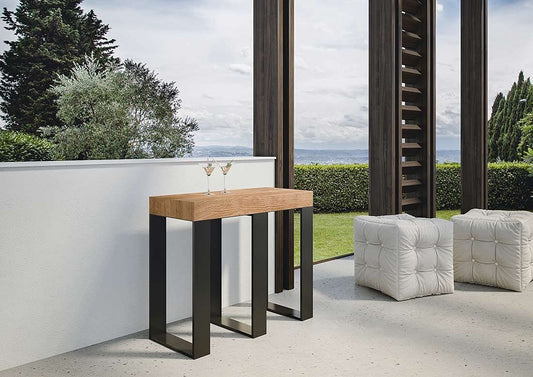 Dafne Italian Design Consolle allungabile Sintesi Abete Tinto Telaio Antracite