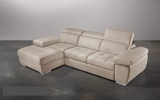 Dafne Italian Design Divano Letto angolare 3 posti con penisola a Sinistra. Similpelle Sabbia (cm. 265 x 182 x 97h)