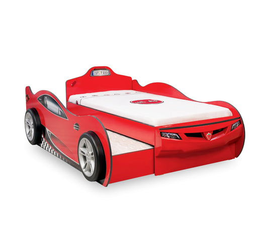 Dafne Italian Design Coupé Auto Letto Macchina per Bambini (con Letto Amico) (Rosso) (90x190-90x180 Cm)