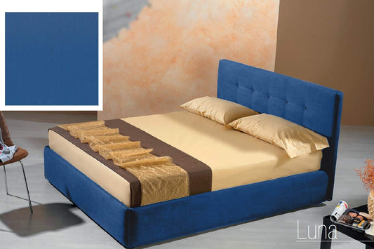 Dafne Italian Design Letto una piazza e mezza contenitore, similpelle lavabile, colore blu - Dimensioni: Larghezza 136 x 220 x H 100 cm - per materasso 120 x 200. - 100% Made in Italy (SFI)