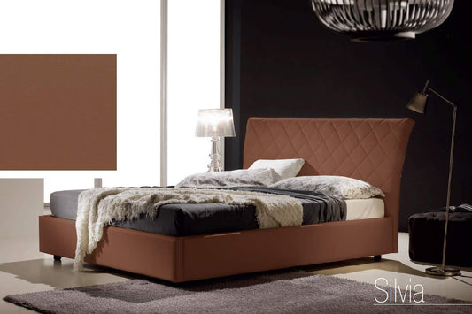 Dafne Italian Design Letto matrimoniale contenitore, similpelle lavabile, trapuntato, colore marrone - Dimensioni: Larghezza 178 x 228 x H 110 cm - per materasso 160 x 200. - 100% Made in Italy (SFI)