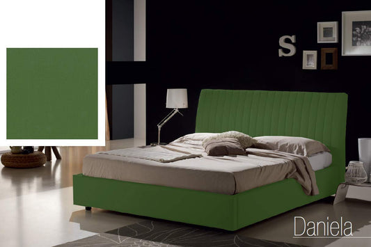 Dafne Italian Design Letto matrimoniale contenitore, similpelle lavabile, colore verde scuro -178x218x110 cm - per materasso 160x190.- 100% Made in Italy