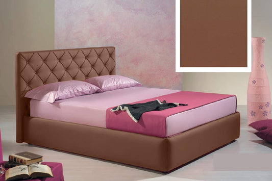 Dafne Italian Design Letto matrimoniale contenitore, similpelle, lavorazione capitonn?, marrone - 176x210xH100 cm - per materasso 160x190-100% Made in Italy (SFI)