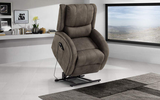 Dafnedesign.com - Poltrona alzapersona con recliner elettrico (cm. 84 x 81 x 66h) - materiale: similpelle grigio