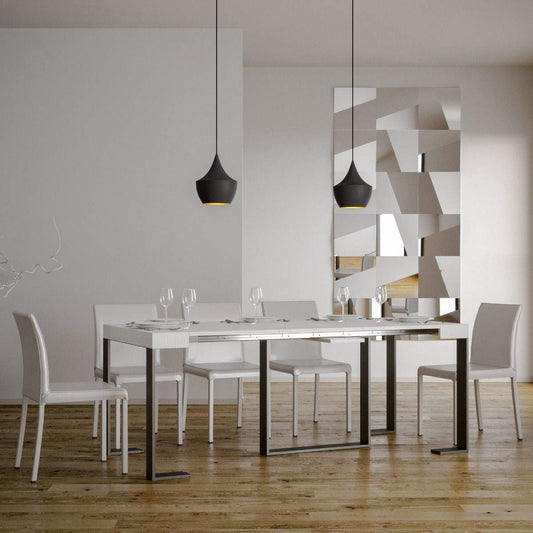 Dafne Italian Design Consolle allungabile Futura Small Bianco Frassino Telaio Antracite