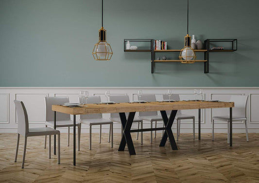 Dafne Italian Design Consolle allungabile Xenia Premium Quercia Natura Telaio antracite