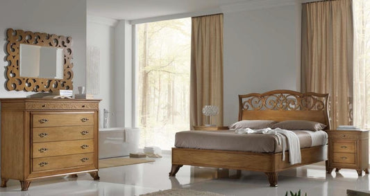 Dafne Italian Design Letto matrimoniale traforato legno chiaro H.136XP.210XL.170 - per rete 160X190.