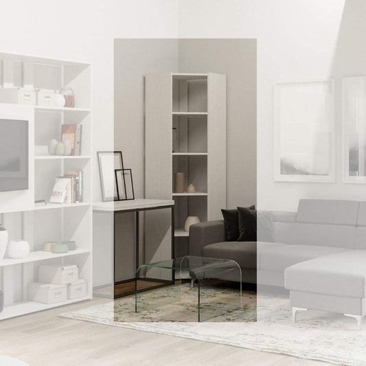 Dafne Italian Design Libreria Composizione Kato Angolo A Bianco Frassino 6 Ripiani 2 fianchi + 2 fasce retro