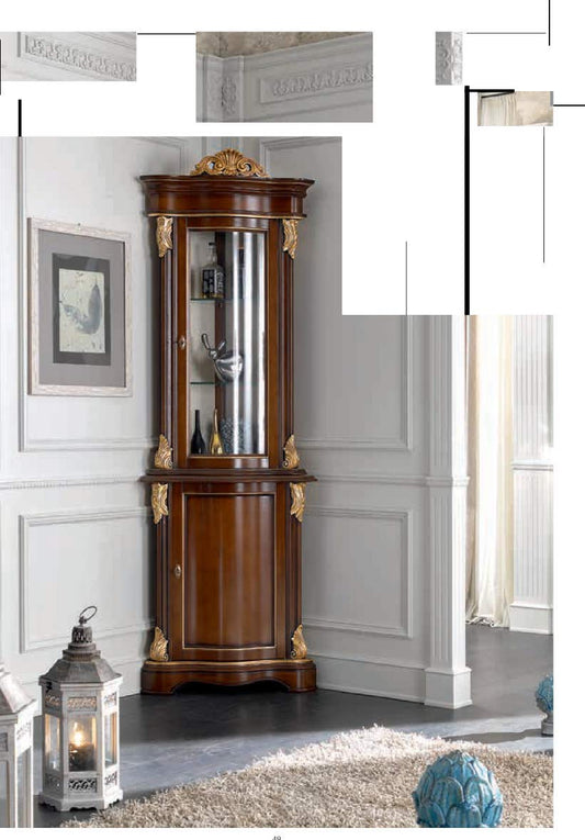 Dafne Italian Design Vetrinetta Stile Classico ad Angolo (cm. L. 52 - P. 52 - H. 225) (VGG)