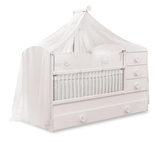 Dafne Italian Design Baby Cotton SL Lettino Trasformabile per Bebè(con Letto Genitore) (80x180 Cm)