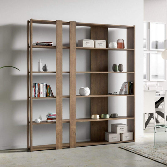 Dafne Italian Design Libreria Composizione C Kato 6R 2 fianchi 4 fasce lunghe Noce