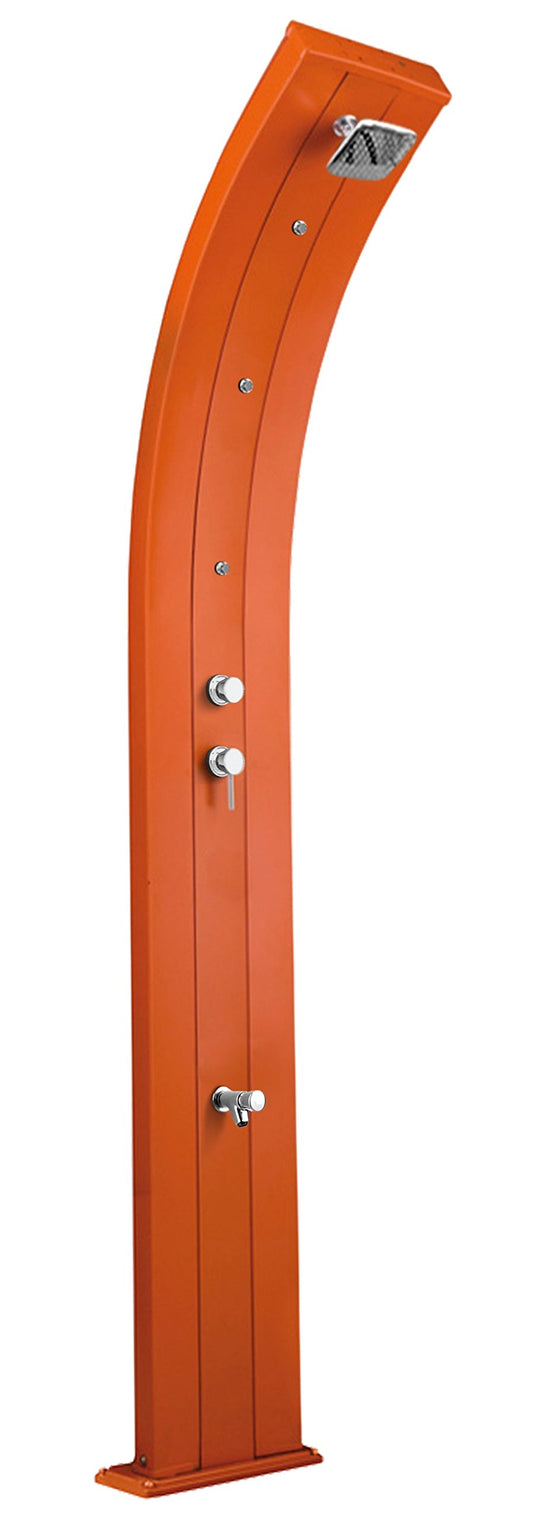 Doccia Tradizionale per Interno e Esterno Arkema DADA con Miscelatore , Lavapiedi e Nebulizzatori Doccia in Alluminio Curva ARKEMA D355 2009 Colore Arancio