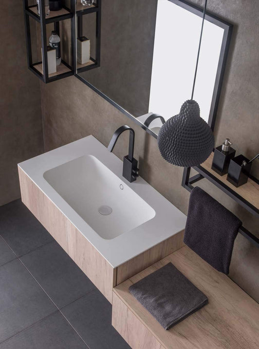 Dafne Italian Design Mobile da Bagno con Top in Ocritech Effetto Legno (cm. L105xP48xH28)