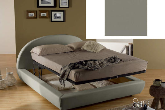 Dafne Italian Design Letto matrimoniale contenitore, similpelle lavabile, colore grigio - Dimensioni: Larghezza 194 x 220 x H 114 cm - per materasso 160 x 190. - 100% Made in Italy (SFI)