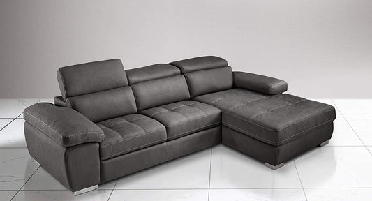 Dafne Italian Design Divano Letto angolare 3 posti con penisola a Destra. Similpelle Effetto Nabuk Nero (cm. 265 x 182 x 97h)