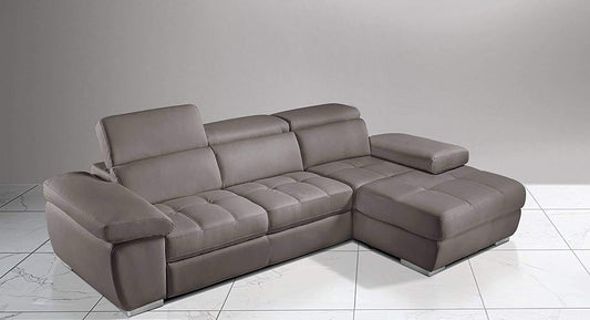 Dafne Italian Design Divano Letto angolare 3 posti con penisola a Destra. Similpelle Talpa (cm. 277 x 182 x 97h)