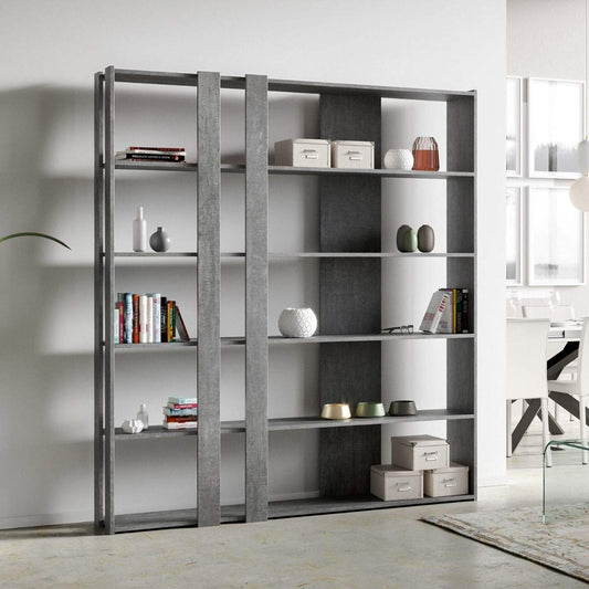 Dafne Italian Design Libreria Composizione C Kato 6R 2 fianchi 4 fasce lunghe Cemento