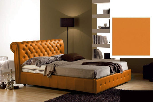 Letto matrimoniale contenitore, similpelle lavabile, lavorazione capitonn?, colore arancione - Dimensioni: Larghezza 180 x 226 x H 114 cm - per materasso 160 x 190. - 100% Made in Italy (SFI)