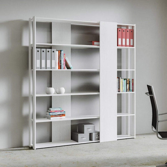 Dafne Italian Design Libreria Composizione B Kato 6R 2 fianchi 4 fasce lunghe Bianco Frassino