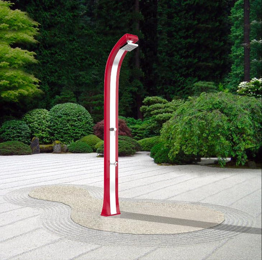 Arkema Design Doccia Tradizionale con Doppio Attacco per Acqua Calda e Fredda Spring Plus in Polietilene HD con Miscelatore e Lavapiedi Blu con Fascia Inox