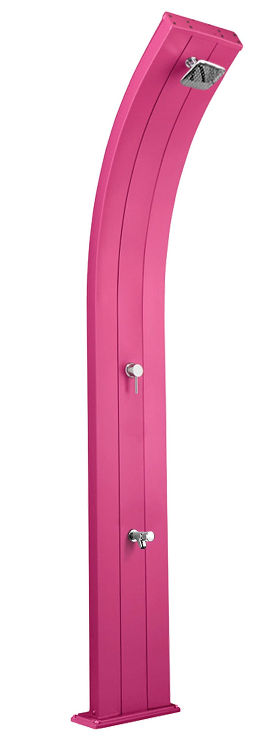 Doccia Tradizionale per Interno e Esterno Arkema DADA con Miscelatore e Lavapiedi Doccia in Alluminio Curva ARKEMA D325 4003 Colore Fucsia