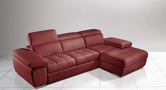 Dafne Italian Design Divano Letto angolare 3 posti con penisola a Destra. Similpelle Effetto Nabuk Bordeaux (cm. 265 x 182 x 97h)