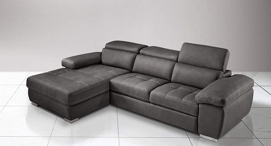 Dafne Italian Design Divano Letto angolare 3 posti con penisola a Sinistra. Similpelle Effetto Nabuk Nero (cm. 265 x 182 x 97h)