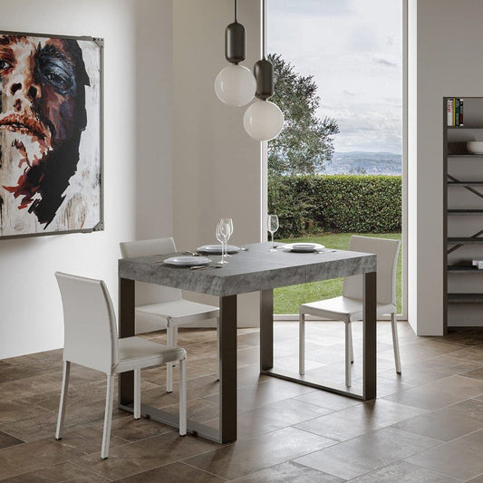 Dafne Italian Design Tavolo Tecno Premium allungabile piano Cemento 90x160 allungato 264 telaio Antracite
