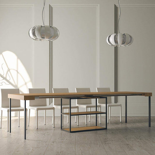 Dafne Italian Design Consolle allungabile Plano Quercia Natura Telaio Antracite