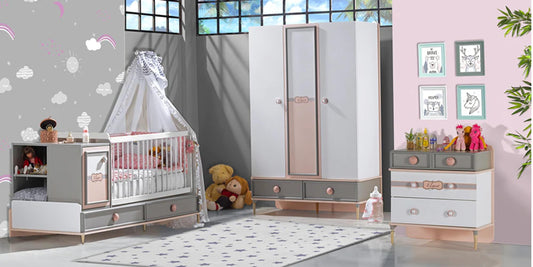 Dafne Italian Design Cameretta Completa da neonata con Lettino evolutivo