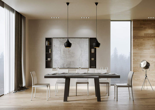 Itamoby, Tavolo allungabile Bridge Evolution 180->440 cm, Pannelli di Nobilitato, Cemento & Antracite L.180 P.90 H.77 (allung. Fino a L.440 con 5 allunghe)