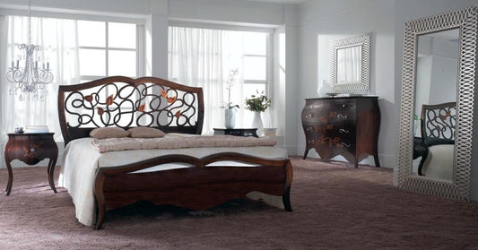 Dafne Italian Design Letto matrimoniale traforato, color ebano,133X205X185 - per rete 160X190, 65 Kg, Testiera-pediera: noce toulipierUsare rete H totale cm 40